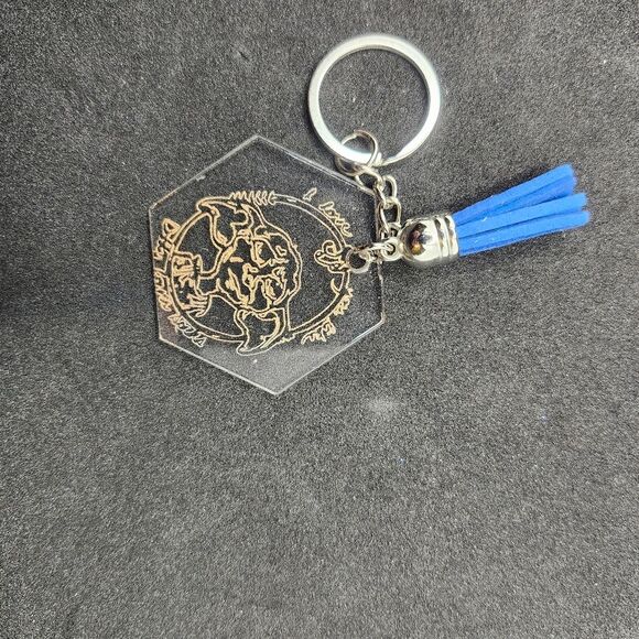 Hand Crafted Keychain Elf Blue Silver Bag Charm, Zipper Pull with Tassel - Picture 3 of 9